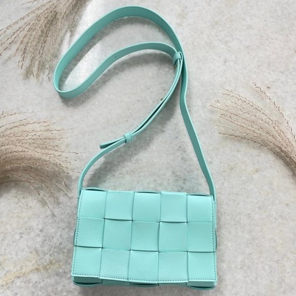 Bottega Venetta Blue Cassette Crossbody Rare Spring Tiffany Color